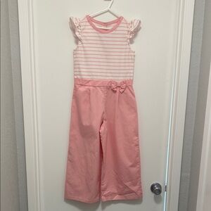 JANIE & JACK Pink Striped Kids Jumpsuit size 7
